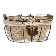 Load image into Gallery viewer, Fabric Lined Chicken Wire Rooster Picnic Basket
