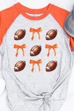 Load image into Gallery viewer, Game Day Football Bows Orange Graphic Raglan
