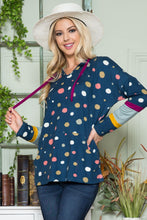 Load image into Gallery viewer, Celeste Polka Dot Drawstring Hoodie
