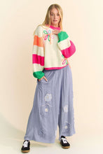 Load image into Gallery viewer, Davi &amp; Dani Smocked Waist Flower Patch Wide Leg Pants
