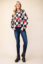 Load image into Gallery viewer, Celeste Checkered Bow Print Round Neck T-Shirt
