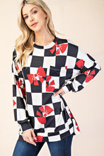 Load image into Gallery viewer, Celeste Checkered Bow Print Round Neck T-Shirt
