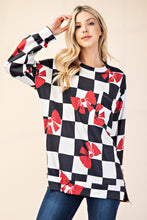 Load image into Gallery viewer, Celeste Checkered Bow Print Round Neck T-Shirt
