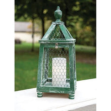 Load image into Gallery viewer, Distressed Green Chicken Wire Birdcage Lantern
