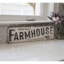 Load image into Gallery viewer, Open Daily Farmhouse Distressed Metal Sign
