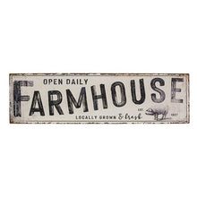 Load image into Gallery viewer, Open Daily Farmhouse Distressed Metal Sign
