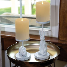 Load image into Gallery viewer, White Bunny Metal Pillar Candle Holder, 8.25&quot;
