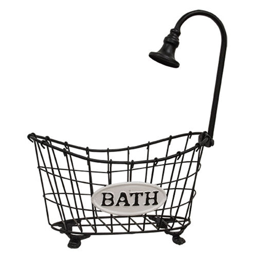 Black Metal Bathtub & Shower Head Basket