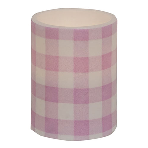 Pink & White Gingham Check Timer Pillar, 3