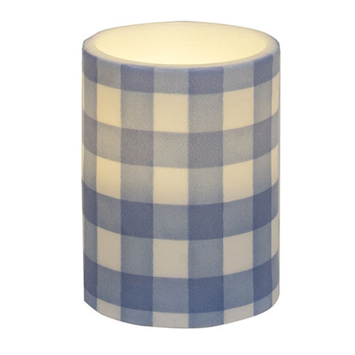 Blue & White Gingham Check Timer Pillar, 3