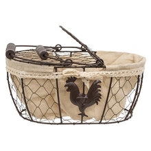 Load image into Gallery viewer, Fabric Lined Chicken Wire Rooster Picnic Basket
