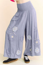 Load image into Gallery viewer, Davi &amp; Dani Smocked Waist Flower Patch Wide Leg Pants
