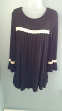 Load image into Gallery viewer, Black Long Sleeve Solid Top With Lace And Ruffle Detail
