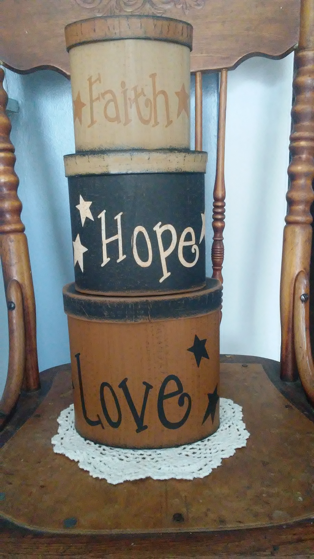 Nesting Boxes- Faith, Hope, Love, Oval