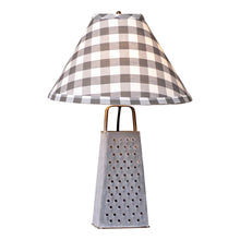 Load image into Gallery viewer, Cheese Grater Lamp with Gray Check Shade
