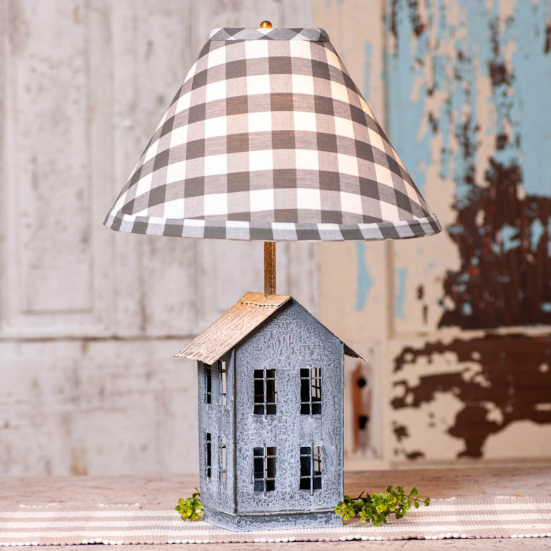 House Lamp with Gray Check Shade