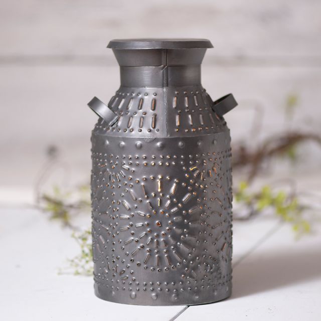 Milk Can Accent Light in Antique Tin
